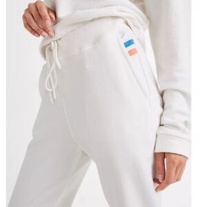 Splits59 White Track Joggers with Blue and Coral Accents